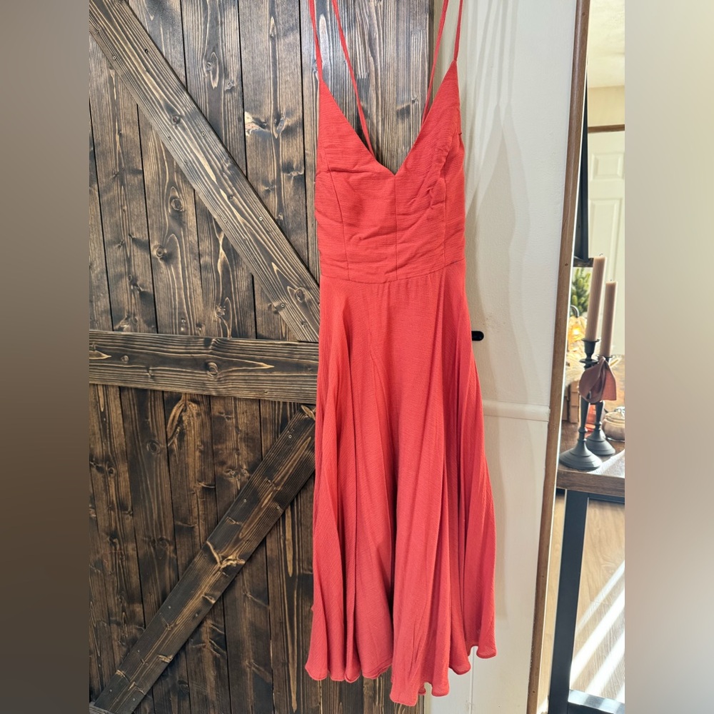Lulu's Coral Midi Dress
